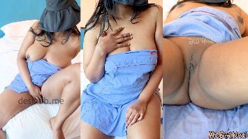 Desi Bhabhi Squeezing Her Big Boobs, Spreading Pink Pussy and Tight Ass on the Bed